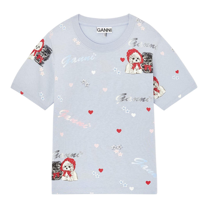 Club21 - GANNI - Heavy Cotton Baby Fit T-Shirt - TEES - Blue