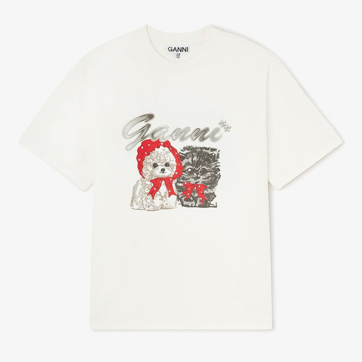 Club21 - GANNI - Heavy Cotton Drop Shoulder T-Shirt - TEES - Off-White