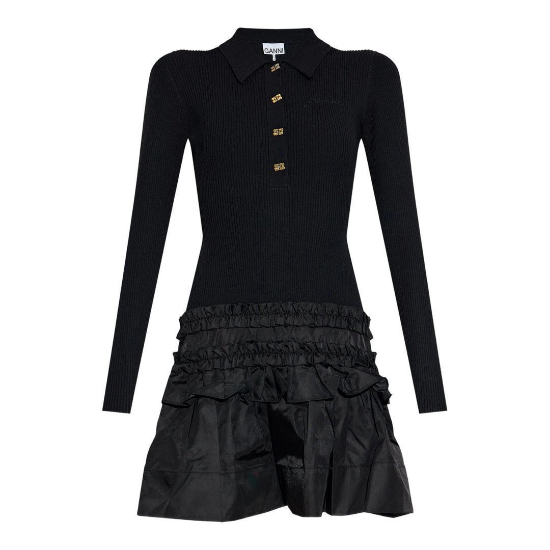 Club21 - GANNI - Melange Rib Knit Mini Dress - KNIT DRESSES - Black