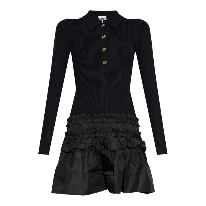Club21 - GANNI - Melange Rib Knit Mini Dress - KNIT DRESSES - Black