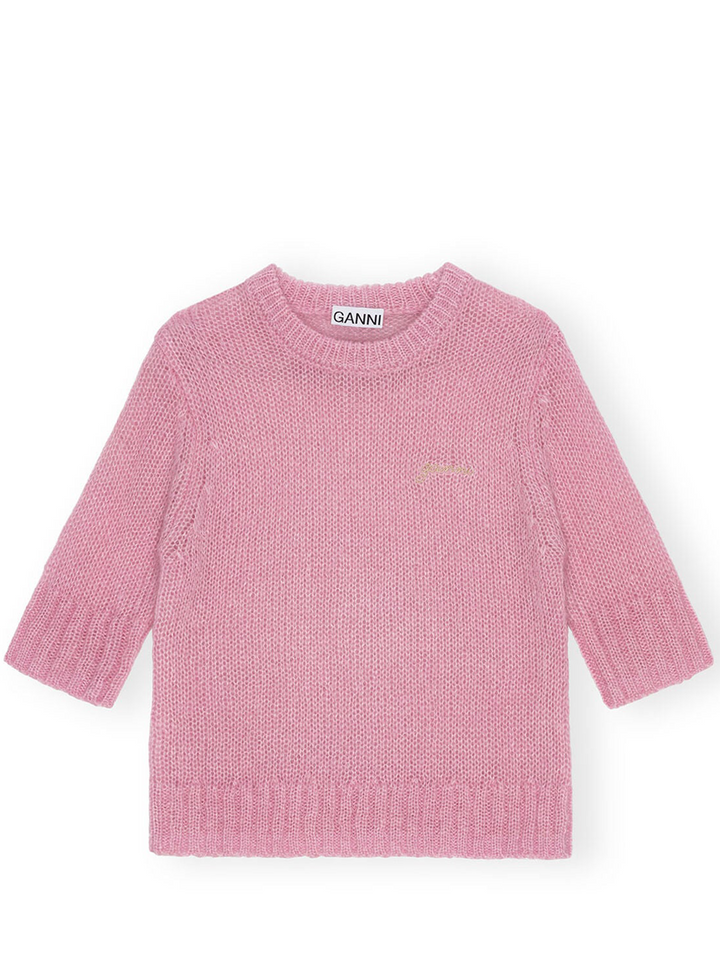 GANNI_MohairShortSleeveO-NeckTop_Pink