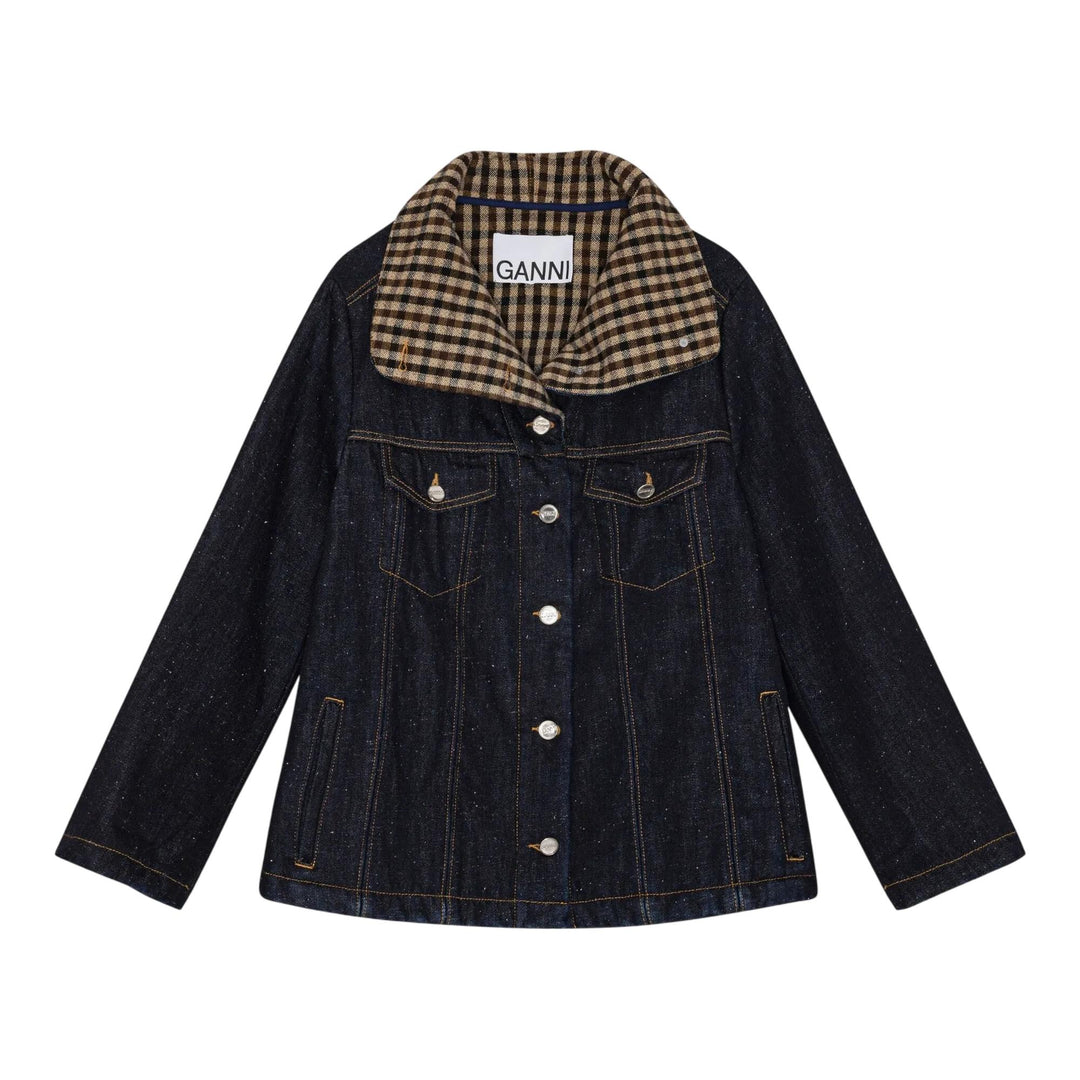 Club21 - GANNI - Neppy Denim Bonded Jacket - BLOUSON - Denim
