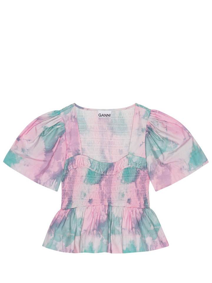 GANNI_PrintedCottonOpen-NeckSmockTop_Multi