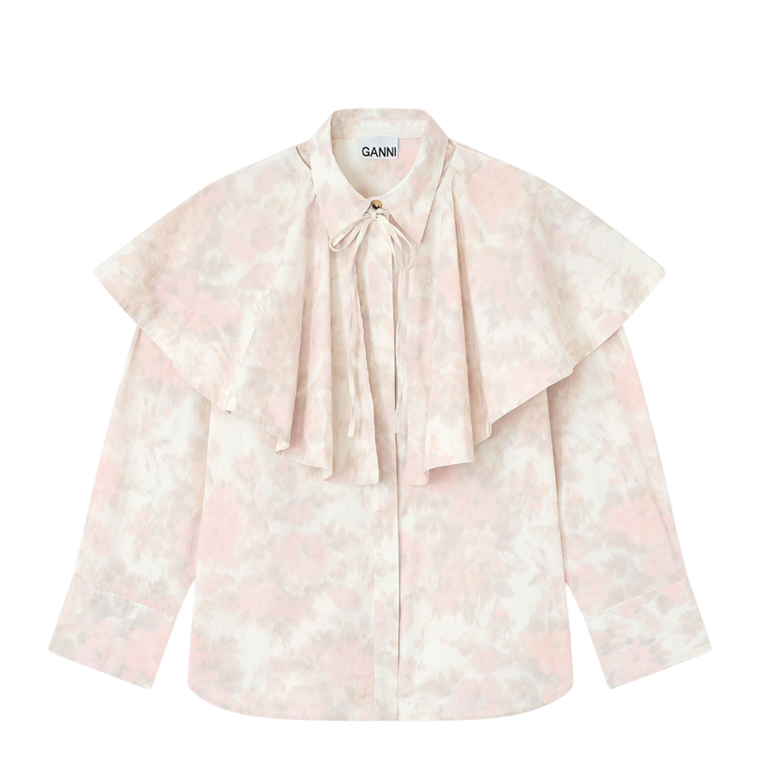 Printed Stretch Cotton Circle Collar Shirt