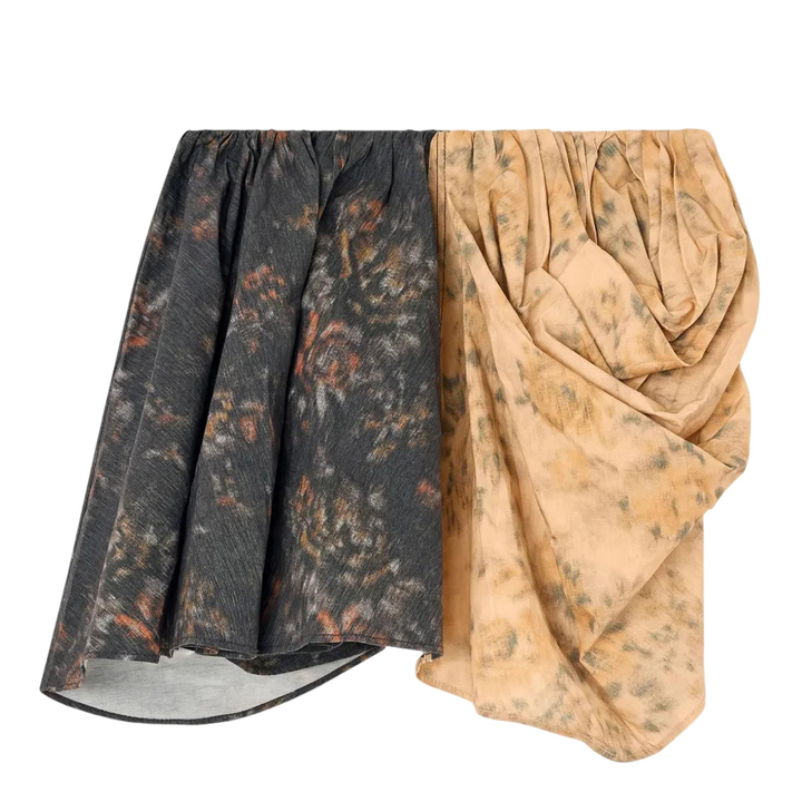 Printed Stretch Cotton Draped Skirt