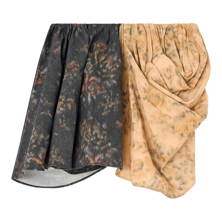 Club21 - GANNI - Printed Stretch Cotton Draped Skirt - SKIRTS - Multi