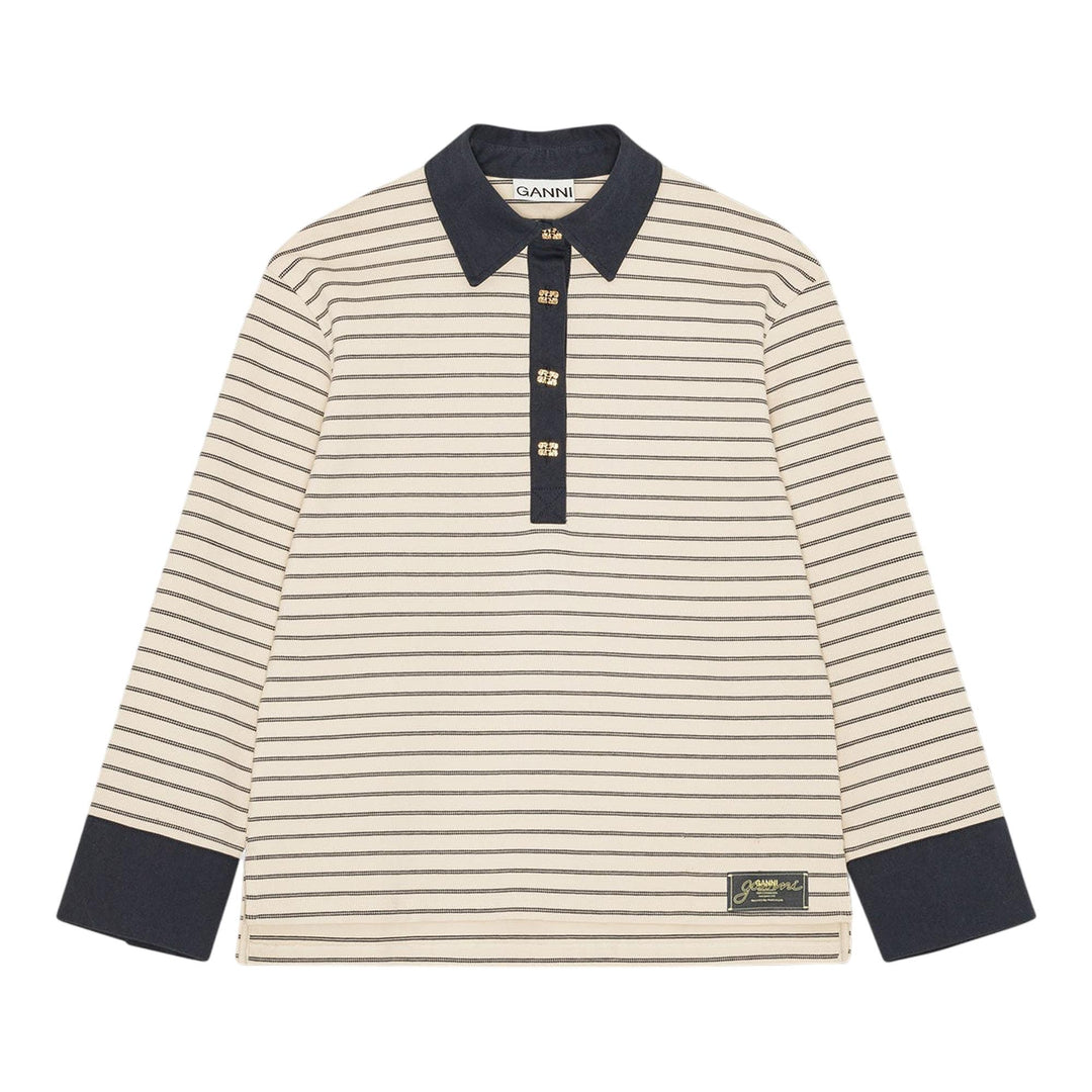 Club21 - GANNI - Single Piquet Jersey Polo - POLOS - Off-White