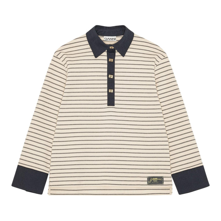 Club21 - GANNI - Single Piquet Jersey Polo - POLOS - Off-White