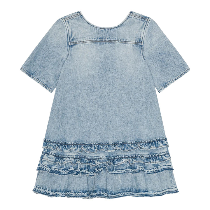 Club21 - GANNI - Soft Rigid Denim Open Back Frill Mini Dress - WOVEN DRESSES - Denim