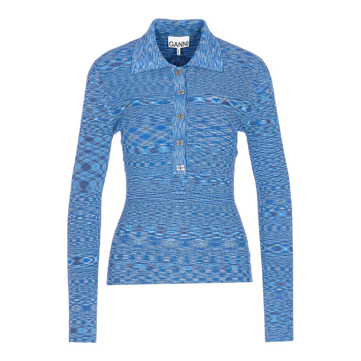 Club21 - GANNI - Spacedyed Polo - WOVEN TOPS - Blue
