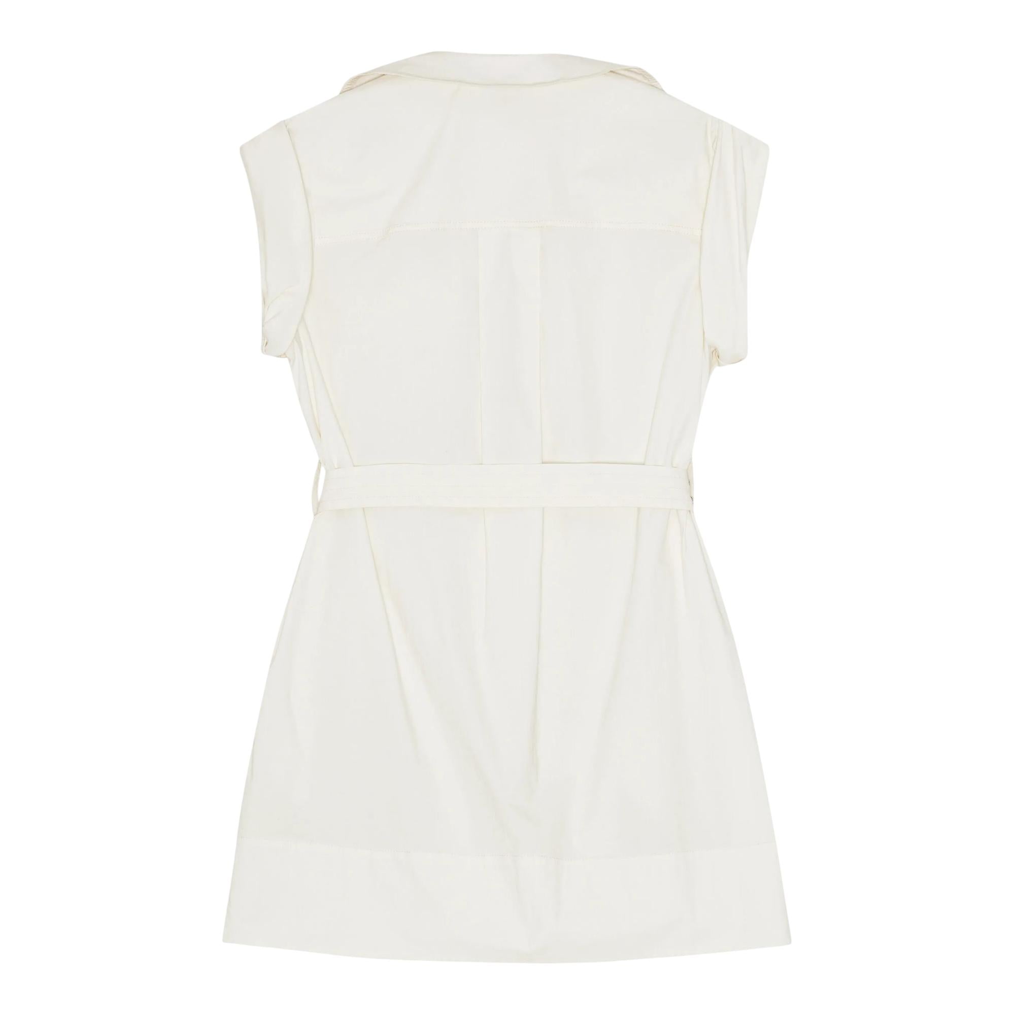 GANNI White Ivory Stretch Cotton Mini Dress