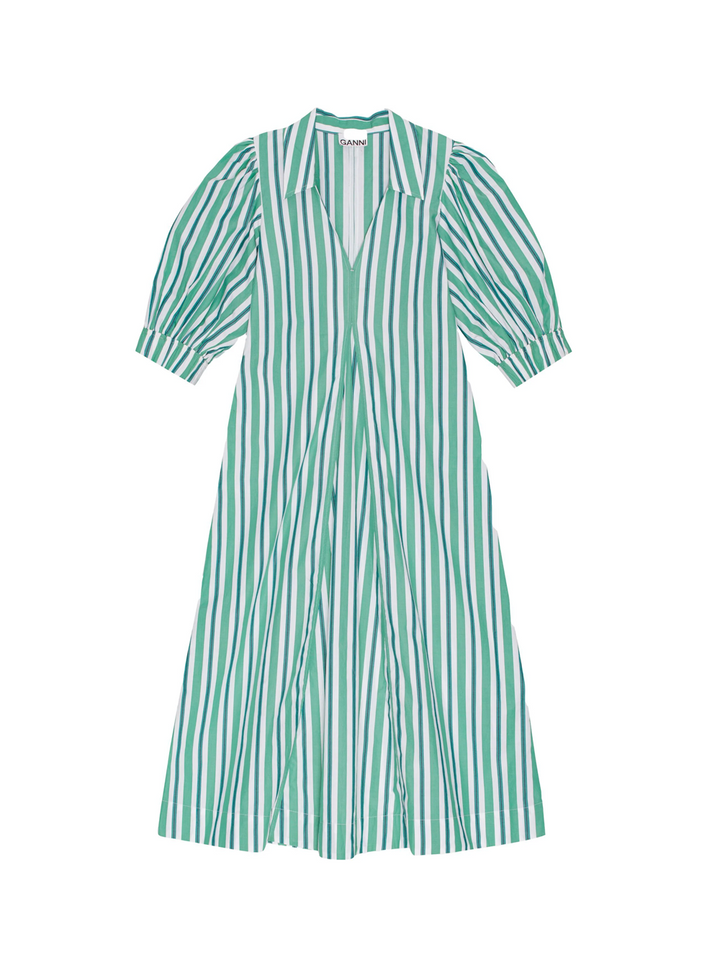 Stripe Cotton Collar Long Dress –