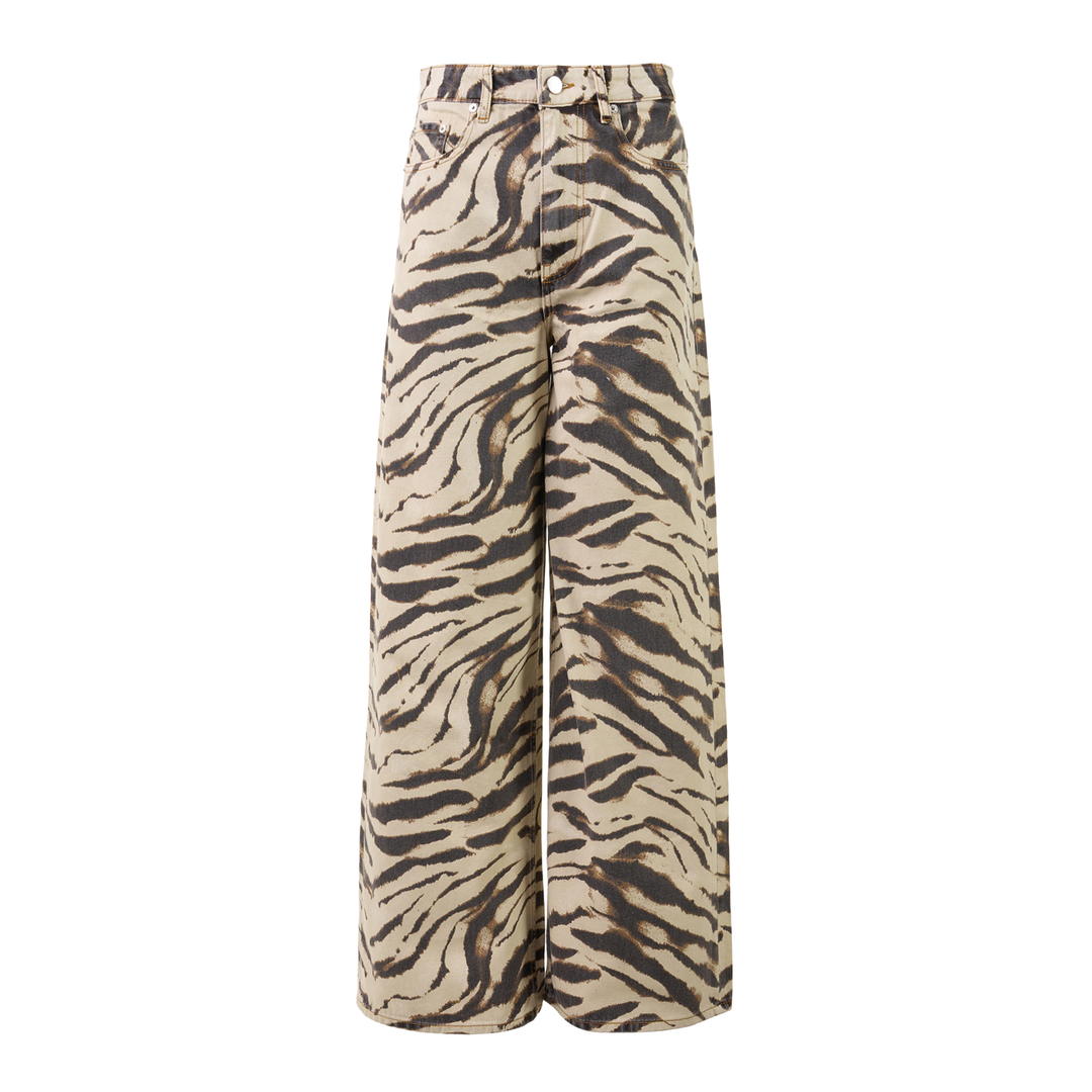 Tiger Print Wide Leg Jeans