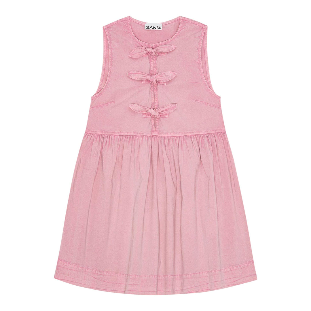 Washed Stretch Cotton Mini Bow Dress –