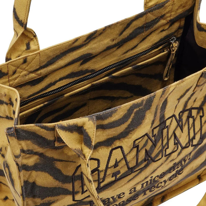 Club21 - GANNI - Zebra Print Large Easy Shopper - TOTES - Khaki