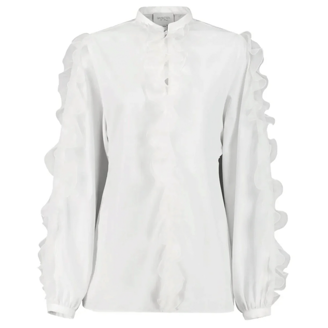 Ruffled Cotton Blend Shirt