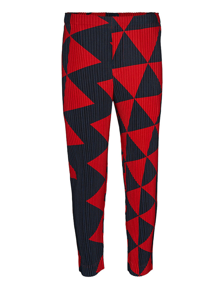     HOMME-PLISSE-ISSEY-MIYAKE-TRIANGULAR-GRID-Pants-Red-1