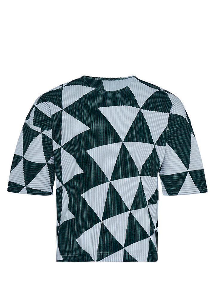     HOMME-PLISSE-ISSEY-MIYAKE-TRIANGULAR-GRID-T-Shirt-Green-1