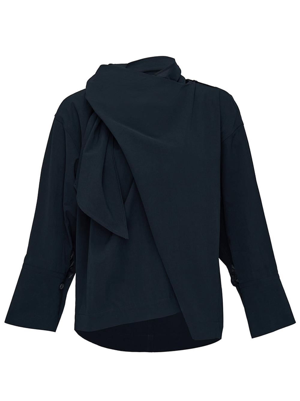 ISSEY-MIYAKE-COTTON-VOILE-SHIRT-Woven-Top-Black-1