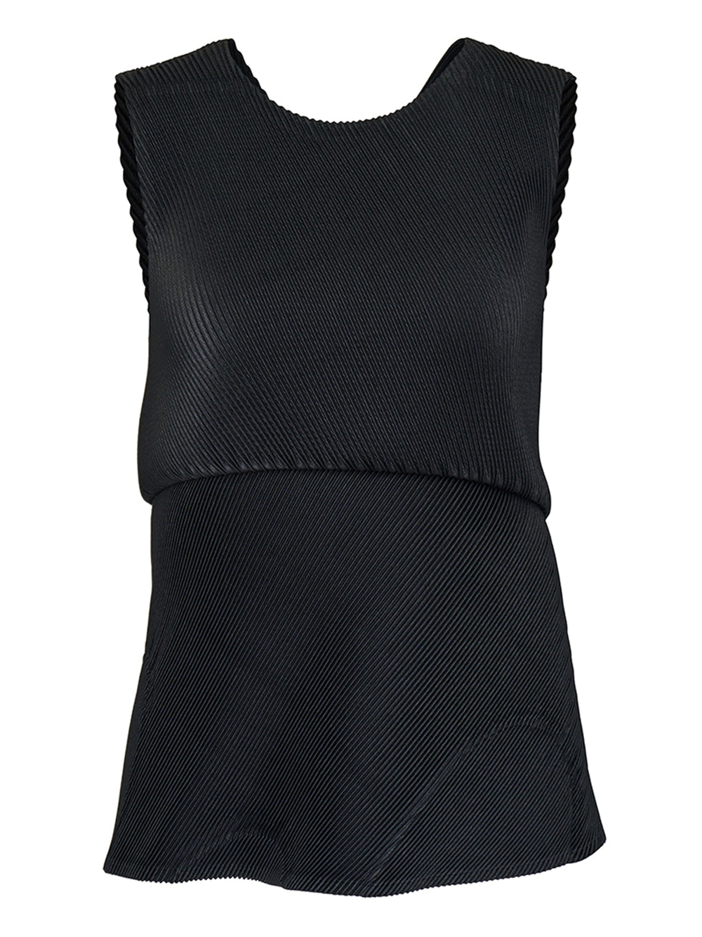 ISSEY-MIYAKE-LEATHER-LIKE-PLEATS-Pleated-Top-Black-1