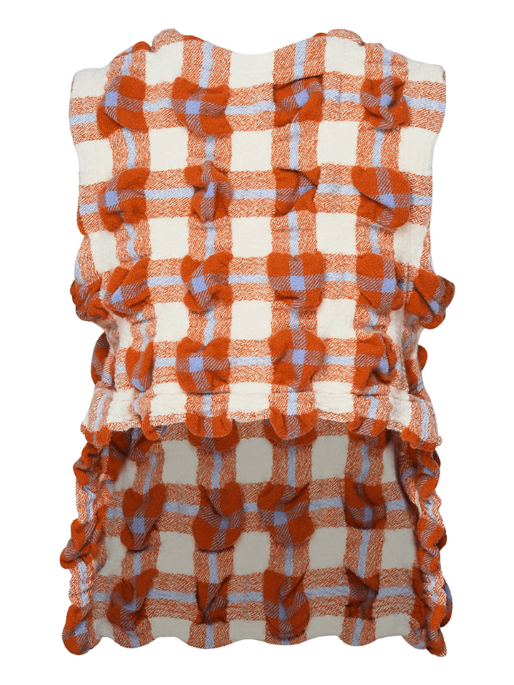 ISSEY-MIYAKE-RHYTHM-CHECK-Top-Terracotta-Hued-2