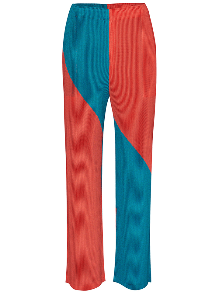 ISSEY MIYAKE Ridge Pleats Pants Blue Red 1