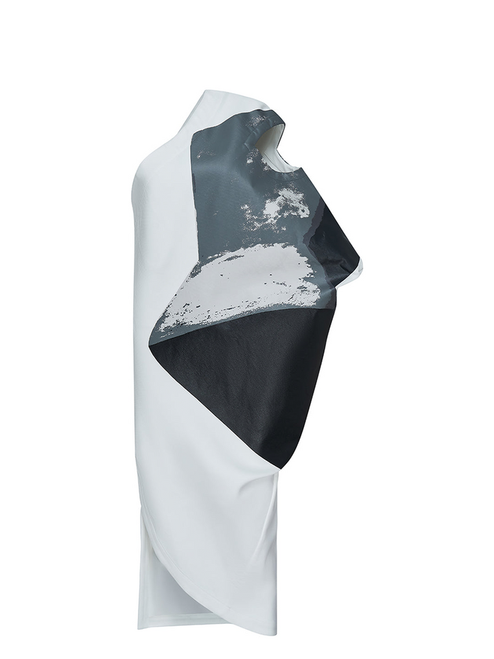 ISSEY MIYAKE Torso Juxtapose Dress White Black 1