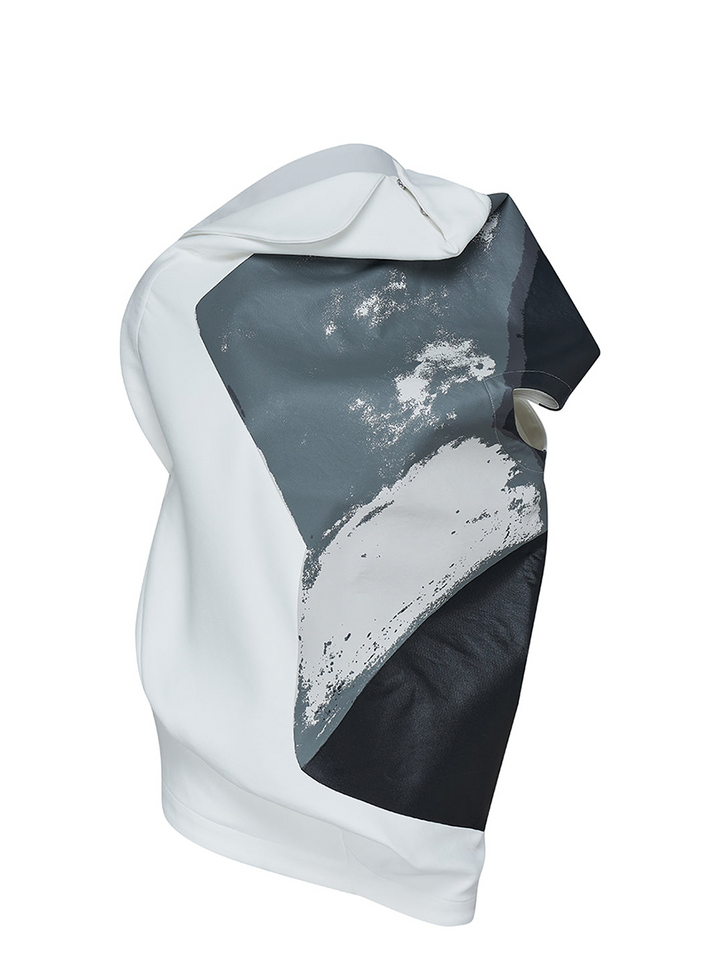 ISSEY MIYAKE Torso Juxtapose Shirt White Black 1