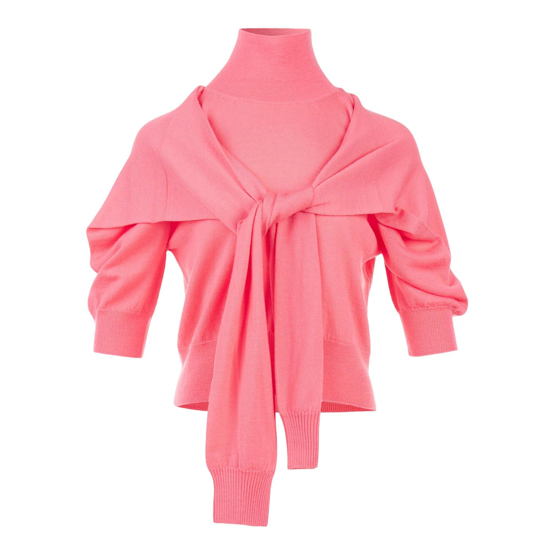 Club21 - ISSEY MIYAKE - Four-Sleeved (Wool) Top - BLOUSES - Light Pink