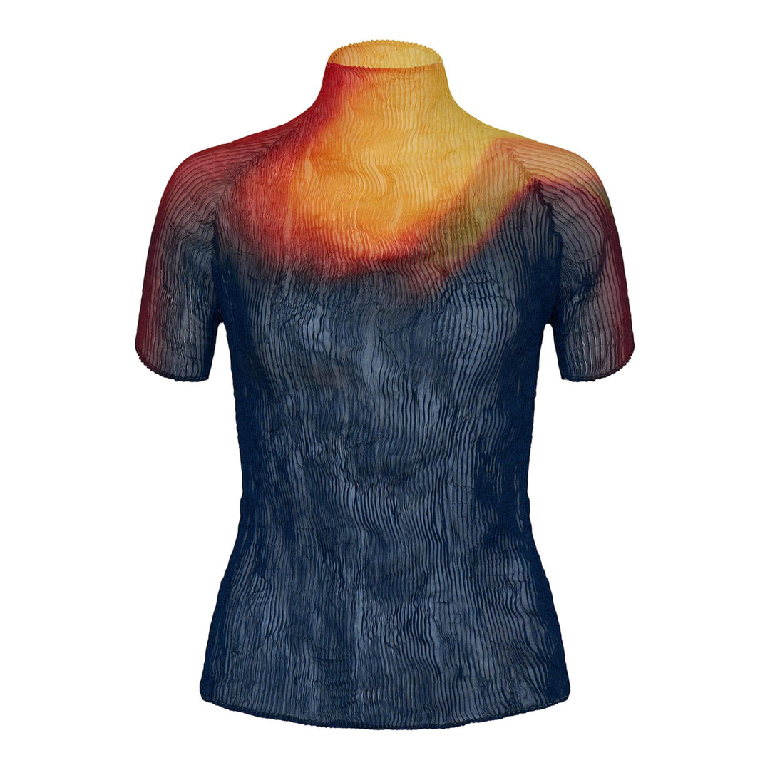 Club21 - ISSEY MIYAKE - Light Leak Chiffon Twist Woven Top - WOVEN TOPS - Orange Navy