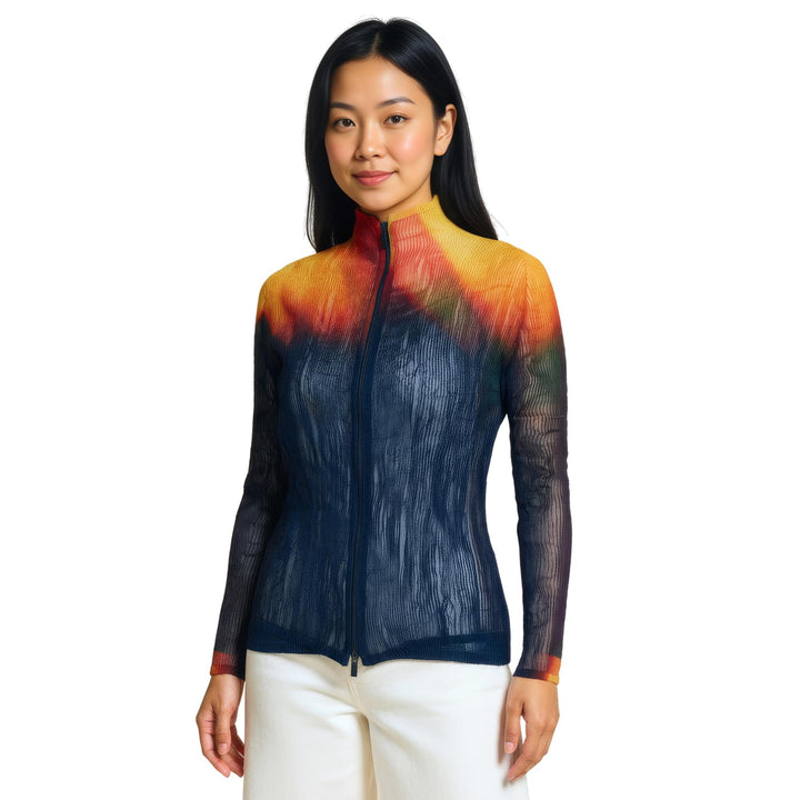 Club21 - ISSEY MIYAKE - Light Leak Chiffon Twist Woven Top - WOVEN TOPS - Orange Navy