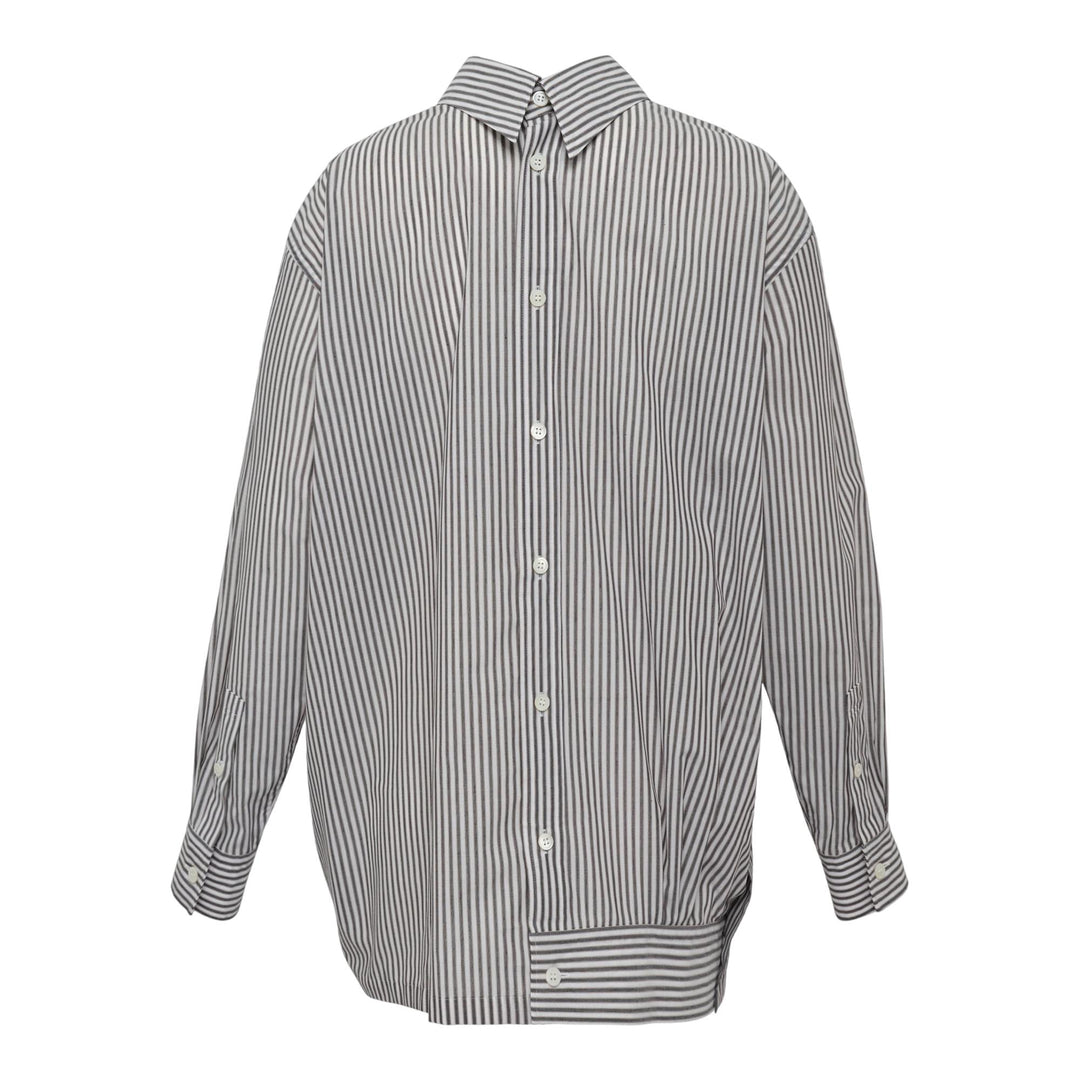 Club21 - ISSEY MIYAKE - Odd Shirt (Stripes) Woven Top - WOVEN TOPS - Khaki-Hued