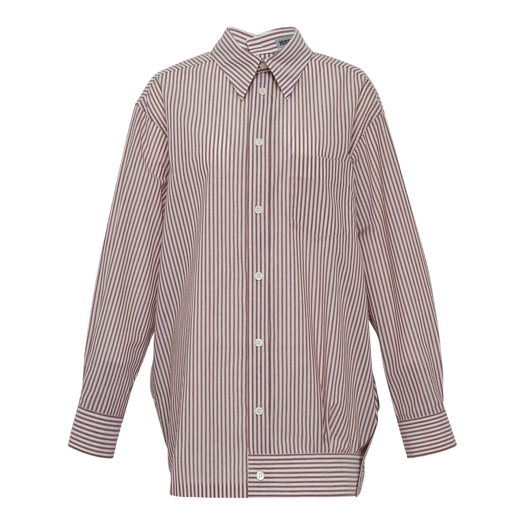Club21 - ISSEY MIYAKE - Odd Shirt (Stripes) Woven Top - WOVEN TOPS - Pink-Hued