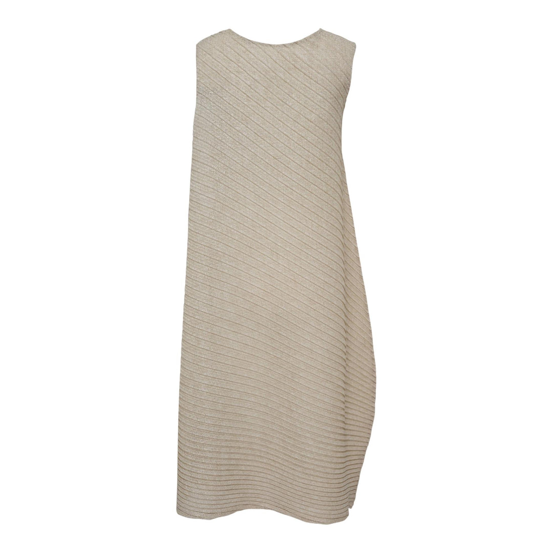 Club21 - ISSEY MIYAKE - Sheer Linen Like Pleats Pleated Dress - PLEATED DRESSES - Oaka Beige