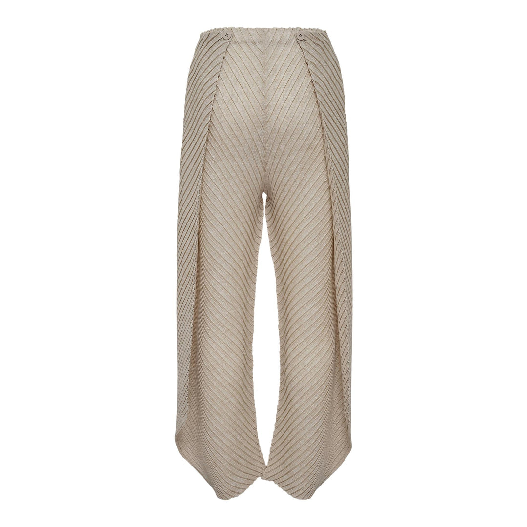 Club21 - ISSEY MIYAKE - Sheer Linen Like Pleats Pleated Pants - PLEATED PANTS - Oaka Beige