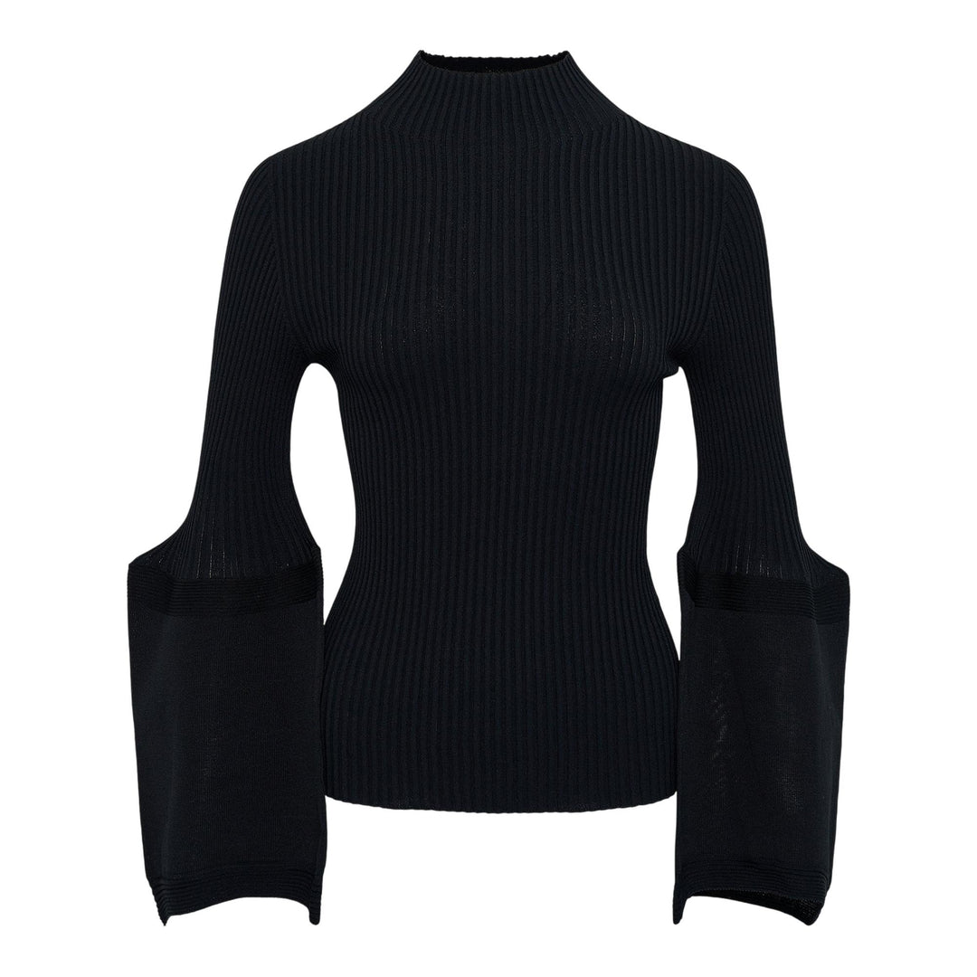 Club21 - ISSEY MIYAKE - Thin And Thick Knit Top - KNIT TOPS - Black