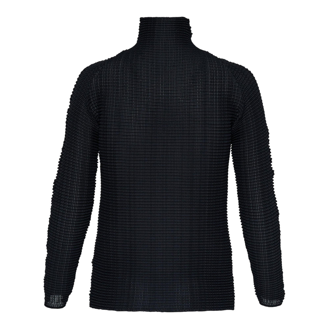 Club21 - ISSEY MIYAKE - Wooly Pleats Bk/Wt-46 Pleated Top - PLEATED TOPS - Black