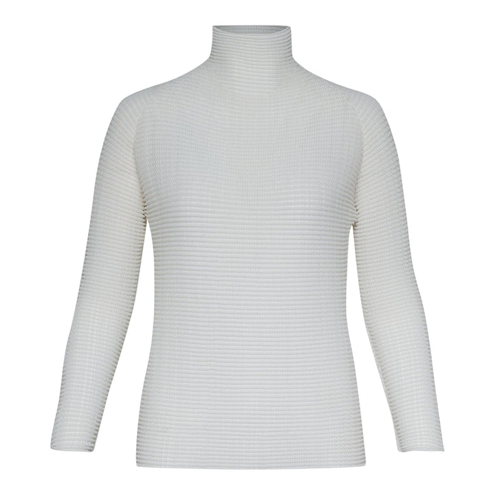 Club21 - ISSEY MIYAKE - Wooly Pleats Bk/Wt-46 Pleated Top - PLEATED TOPS - White