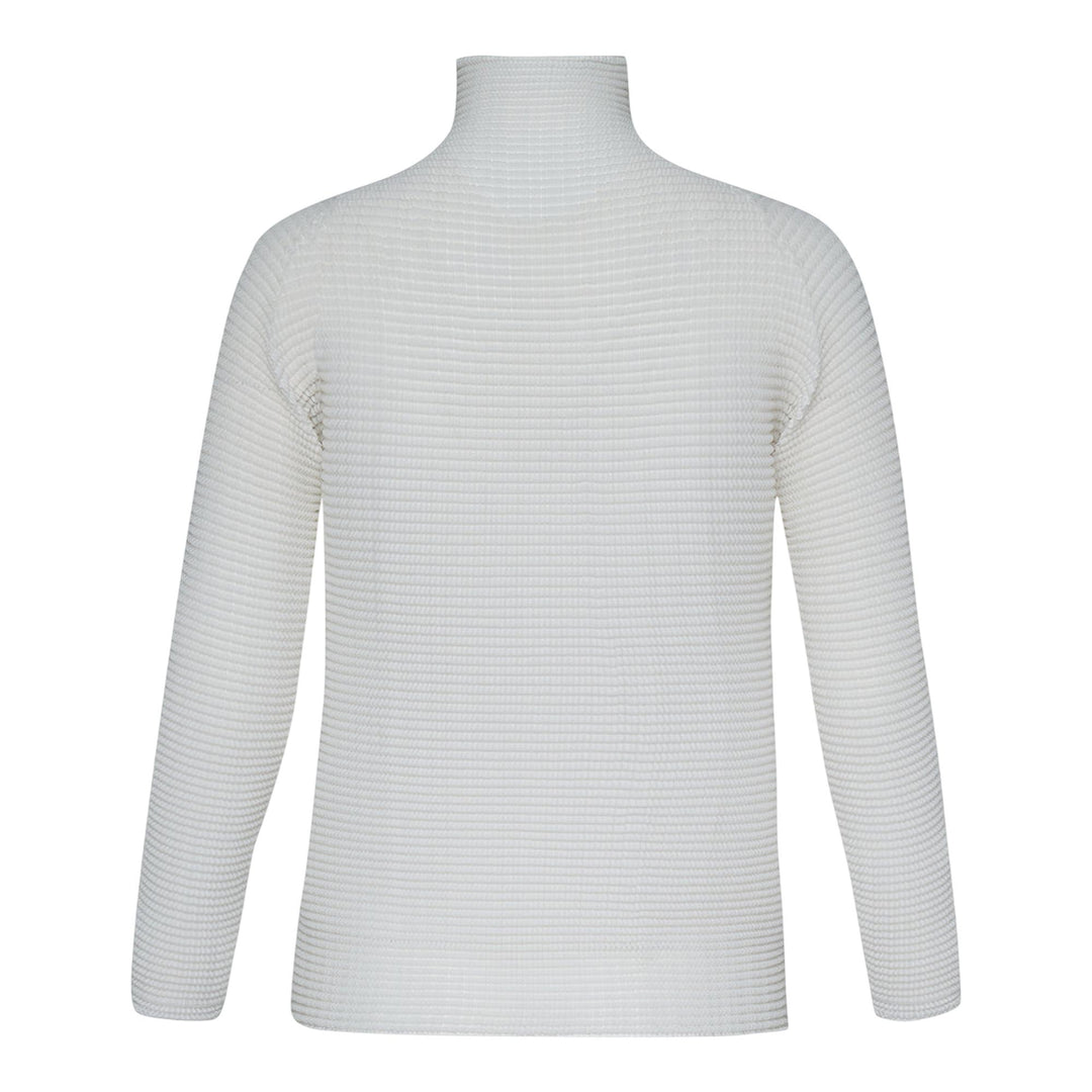 Club21 - ISSEY MIYAKE - Wooly Pleats Bk/Wt-46 Pleated Top - PLEATED TOPS - White