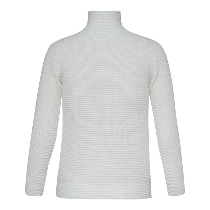 Club21 - ISSEY MIYAKE - Wooly Pleats Bk/Wt-46 Pleated Top - PLEATED TOPS - White