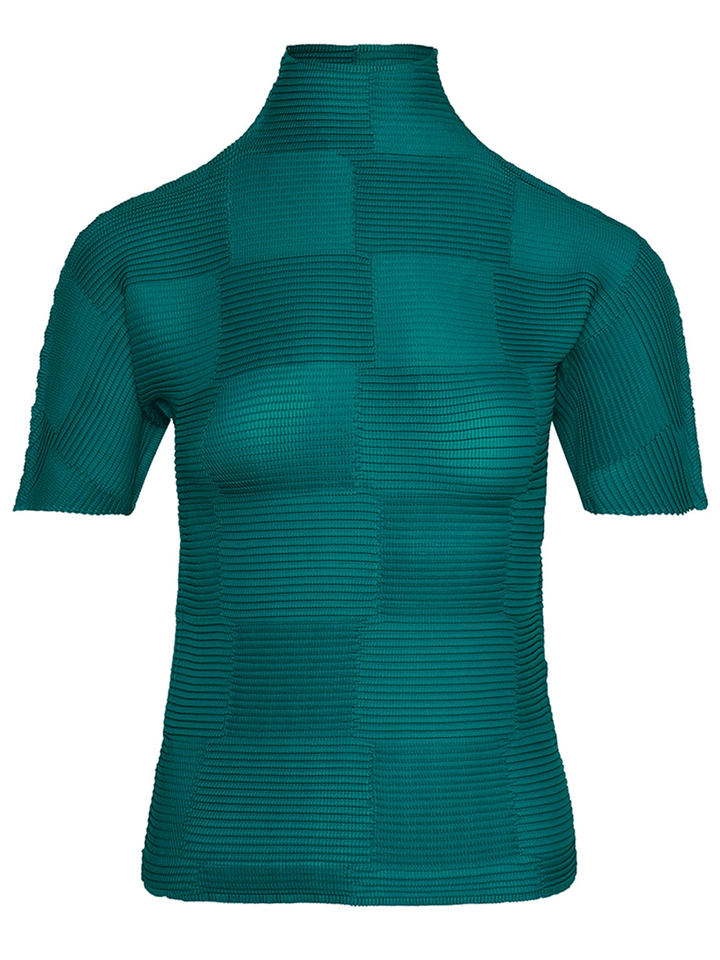 Issey Miyake Checkered Pleats Shirt Green 1