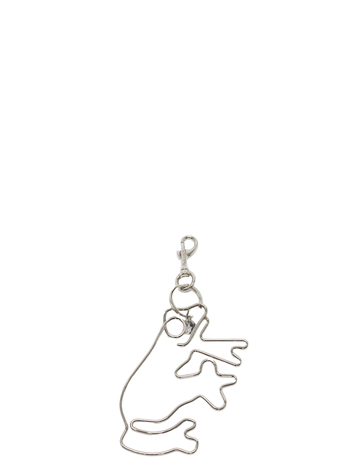 JW Anderson Frog Outline Keyring Metal Silver 1