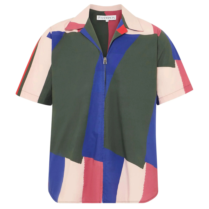 JW_Anderson_Zip_Up_Short_Sleeve_Printed_Shirt_Multi