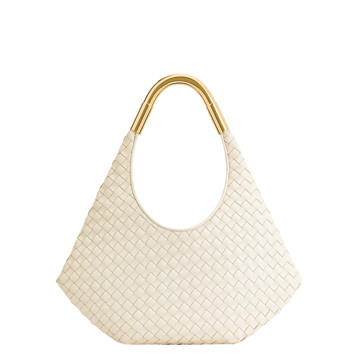 Olivia Hand-Woven Metal Handle Hobo Bag