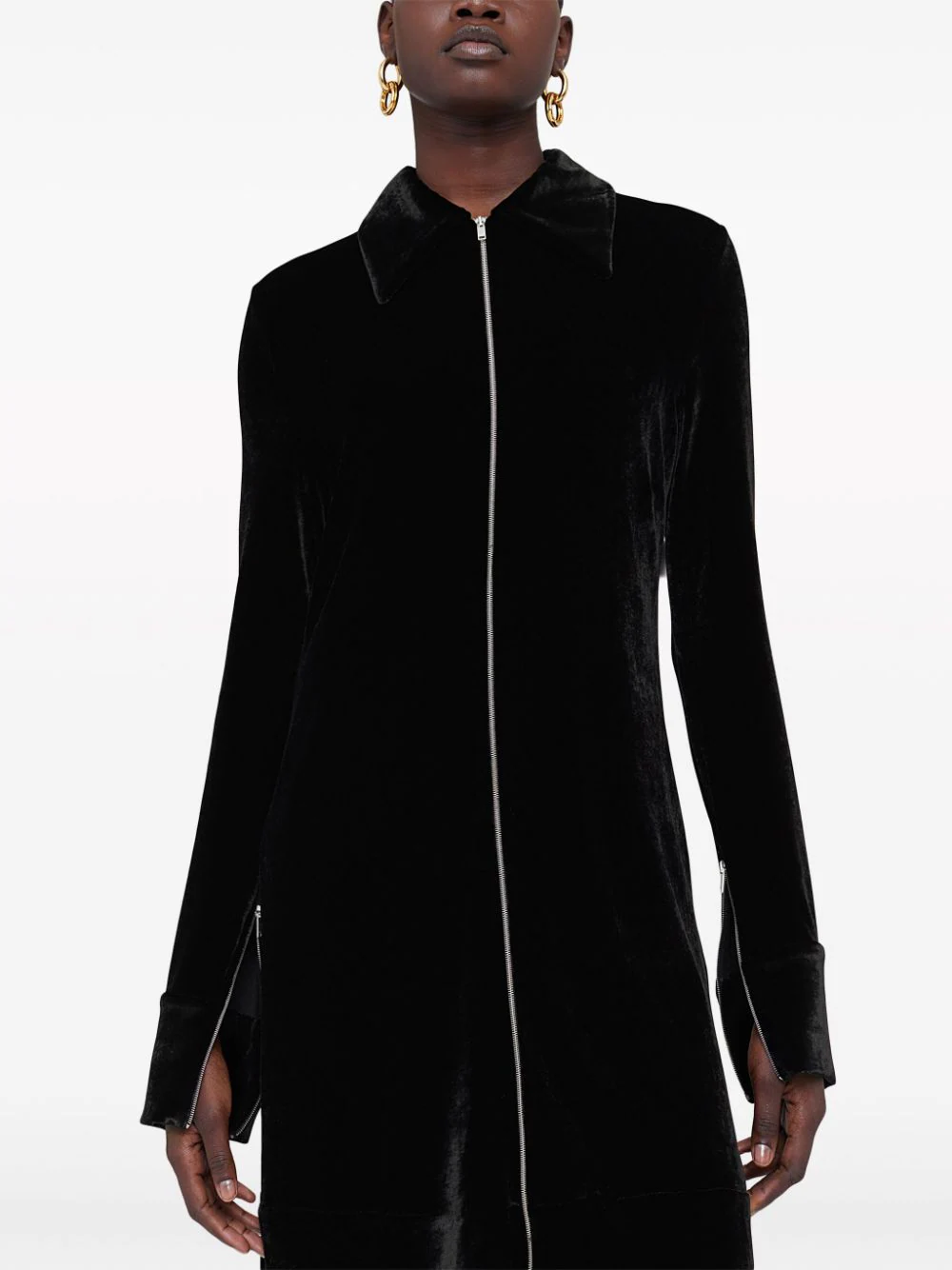 Jil-Sander-Washed-Velvet-Jersey-Shirt-Dress-Black-3