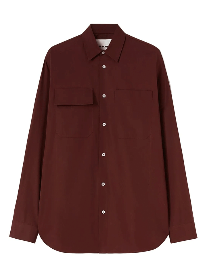 JilSander-Straight-Relaxed-Fit-Pointed-Shirt-Brown-1