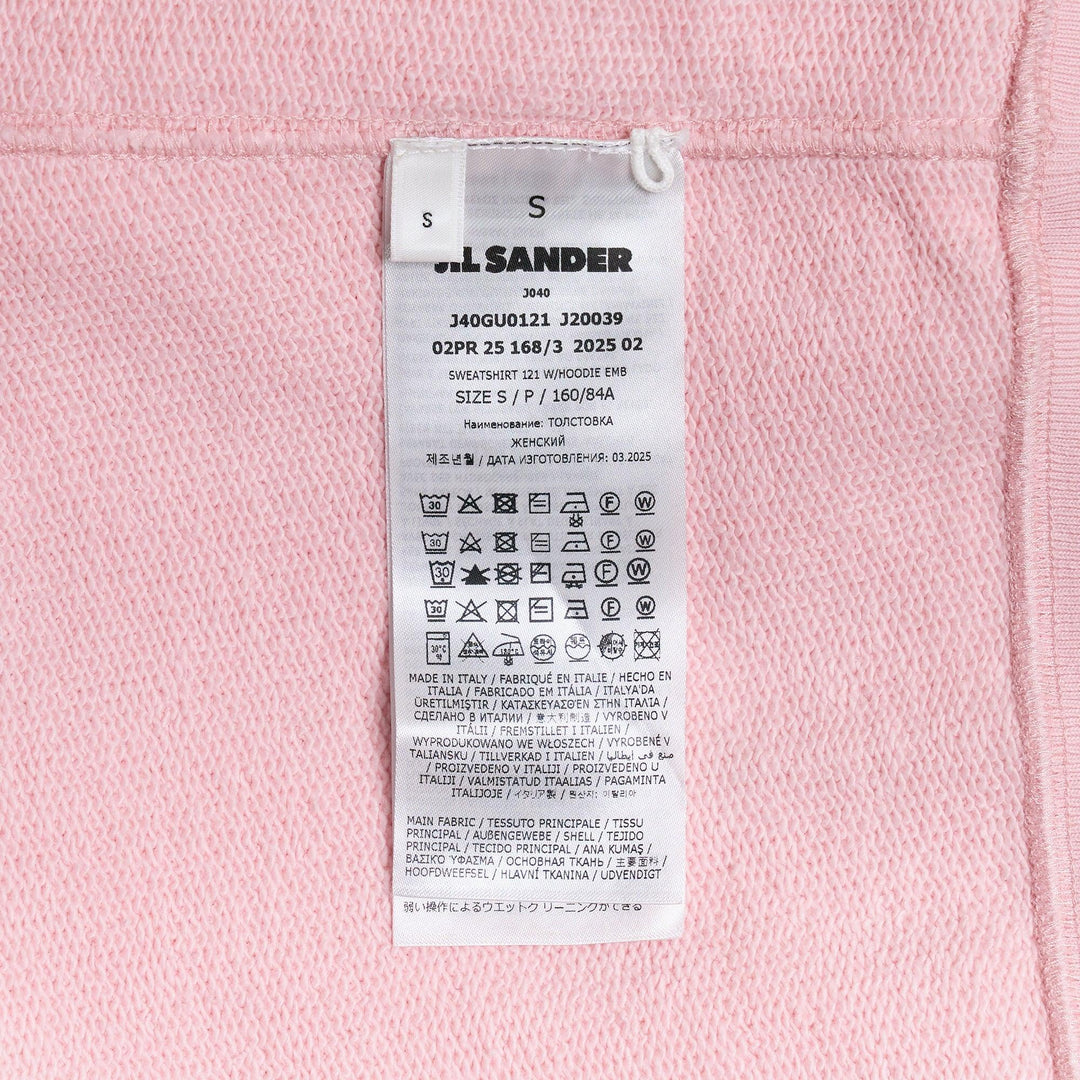 Club21 - Jil Sander - Cotton Terry Hooded Sweatshirt - SWEATSHIRTS - Pink
