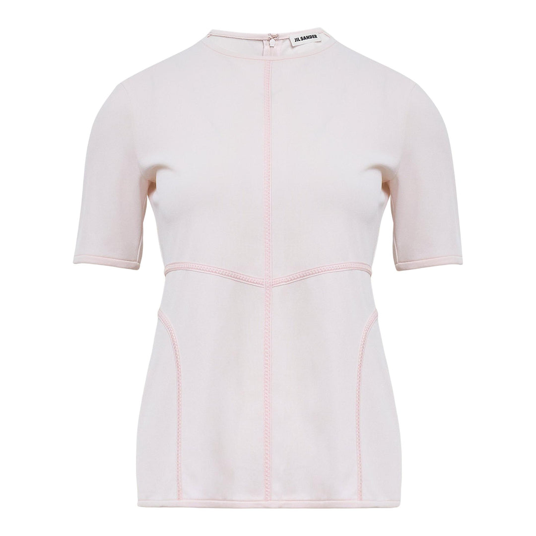Club21 - Jil Sander - Crepe Fluid Viscose Short Sleeve Crewneck Top - WOVEN TOPS - Pink