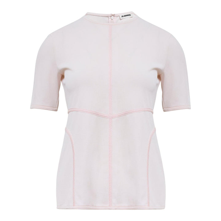 Club21 - Jil Sander - Crepe Fluid Viscose Short Sleeve Crewneck Top - WOVEN TOPS - Pink