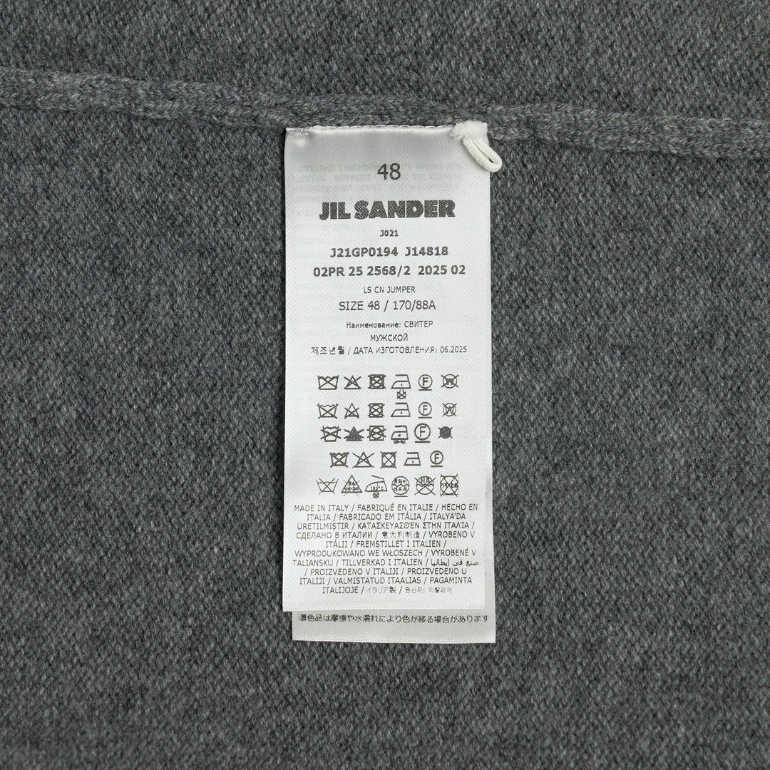 Club21 - Jil Sander - Light Wool Cashmere Long Sleeve Crewneck Sweater - KNIT TOPS - Charcoal